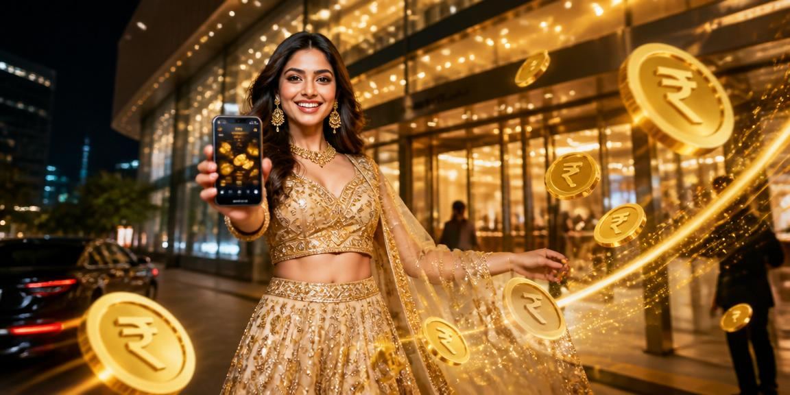 Festive Indian market scene with vibrant colors and celebration